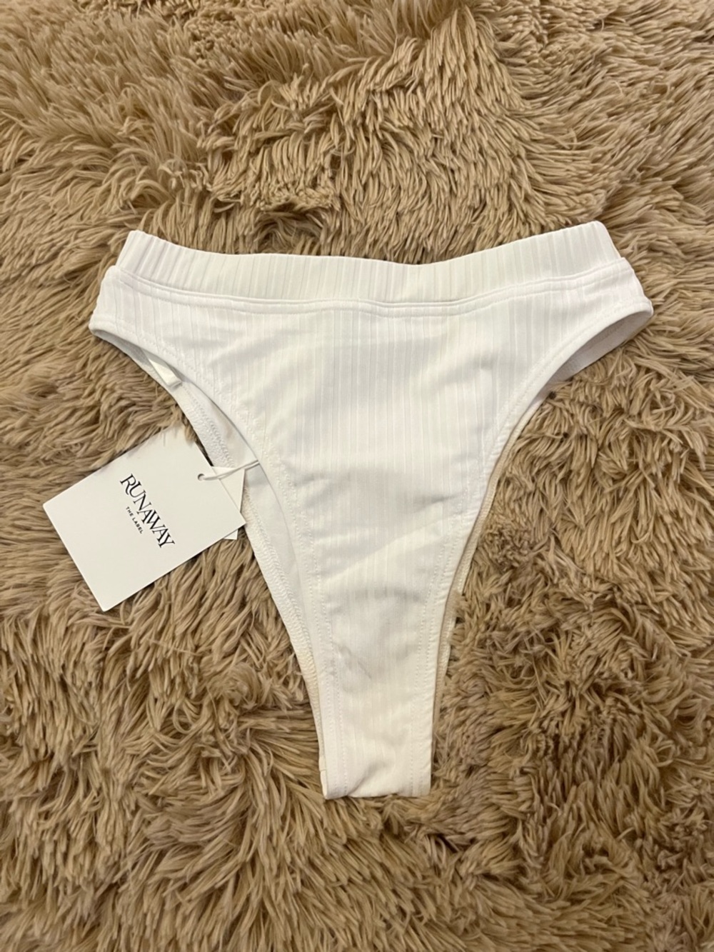 NWT Runaway White High Cut Bikini Bottom S Bella Brief